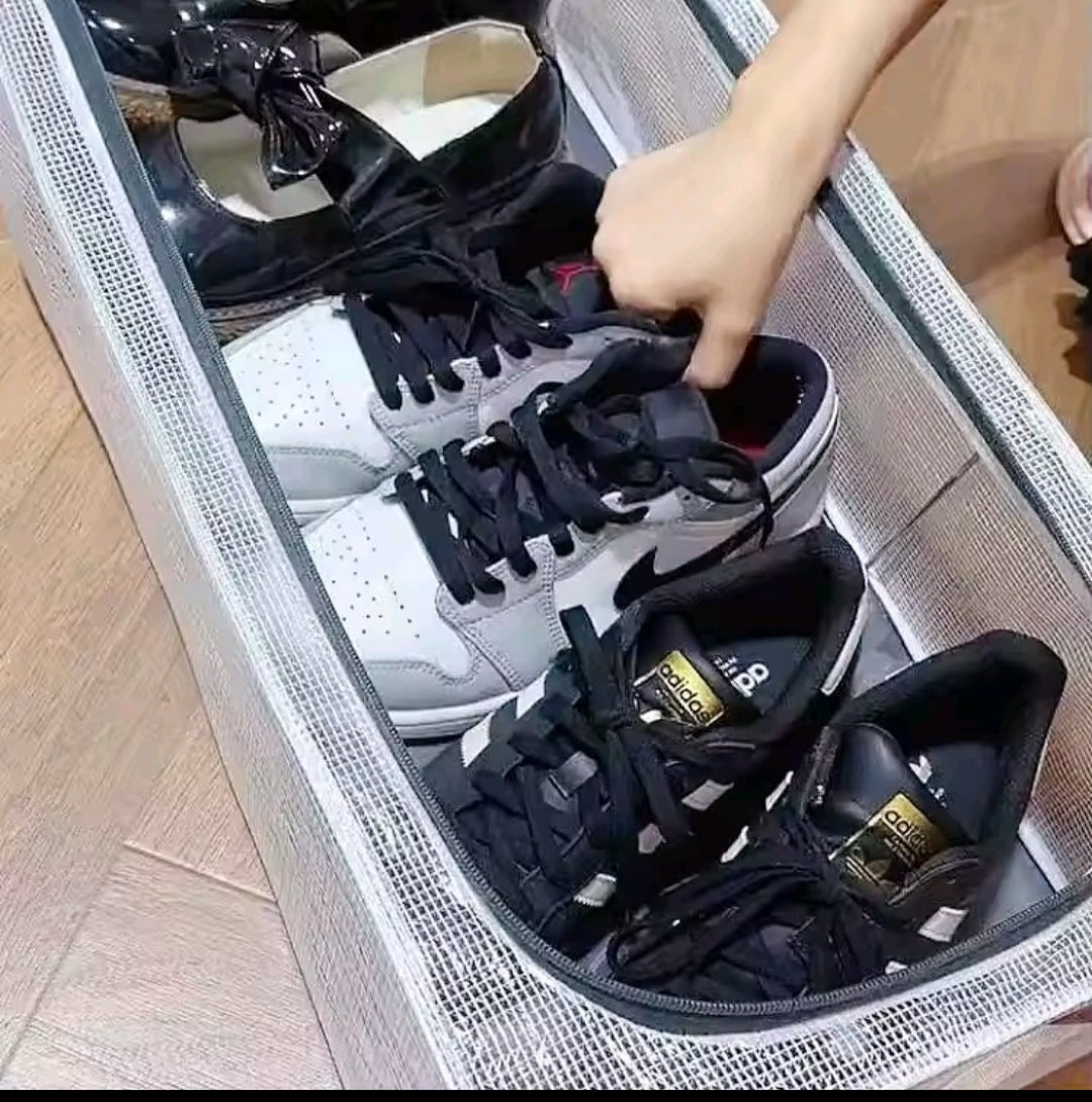 Under-Bed Shoe Box Stackable Transparent Shoe Storage Organizer Pack Of 3