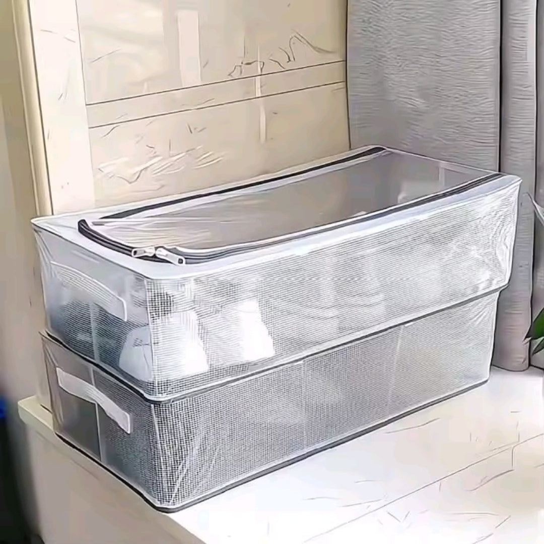 Under-Bed Shoe Box Stackable Transparent Shoe Storage Organizer Pack Of 3