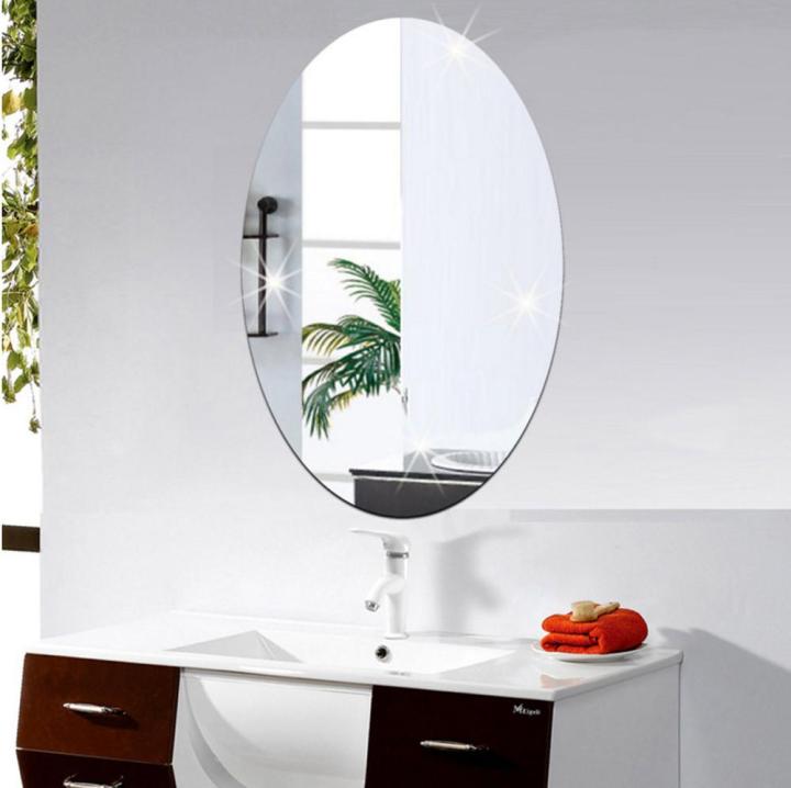 Acrylic Oval Mirror Wall Stickers | Waterproof Self-Adhesive