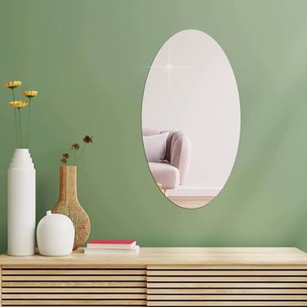 Acrylic Oval Mirror Wall Stickers | Waterproof Self-Adhesive