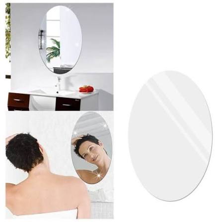 Acrylic Oval Mirror Wall Stickers | Waterproof Self-Adhesive