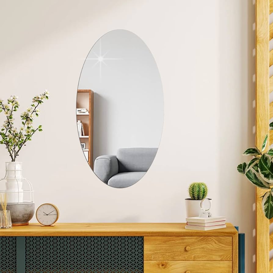 Acrylic Oval Mirror Wall Stickers | Waterproof Self-Adhesive